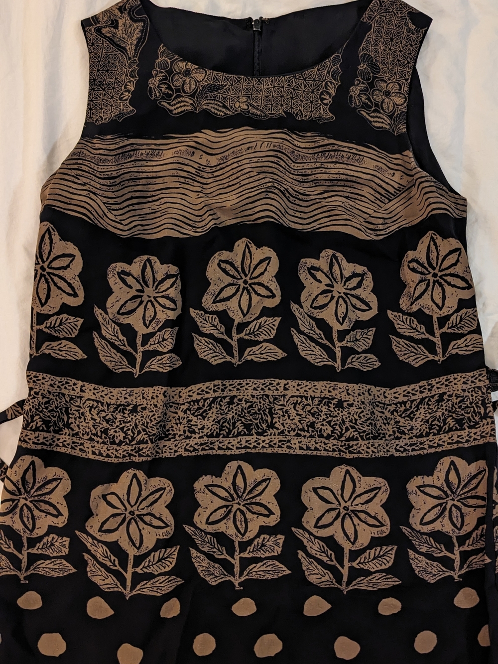Black Floral Print Sleeveless Dress